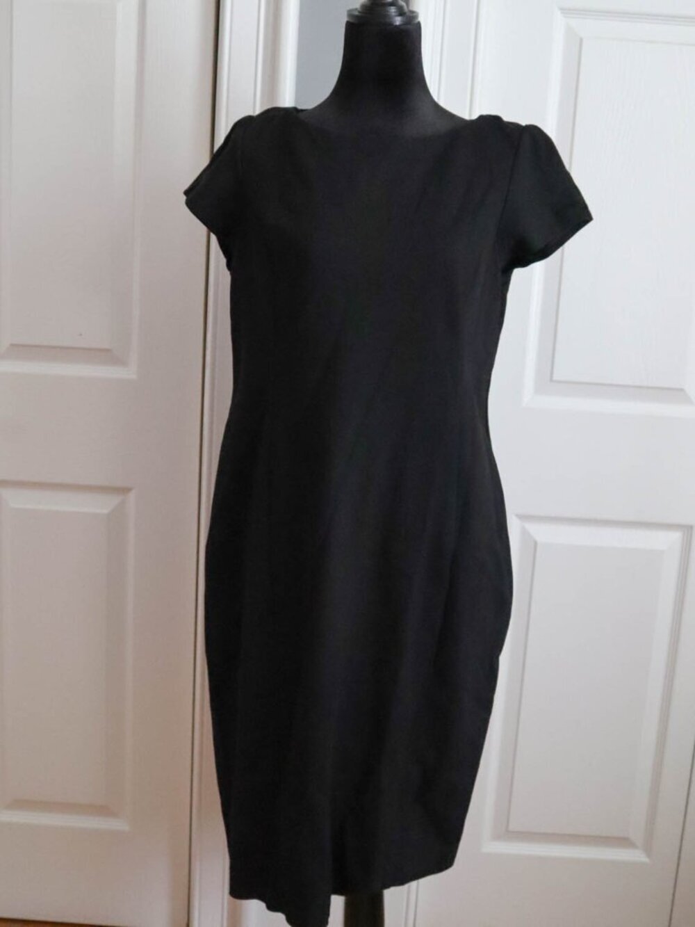 Nina Mclemore Black Ponte Knit Sheath Dress Sz 12 Large Career Business Wear